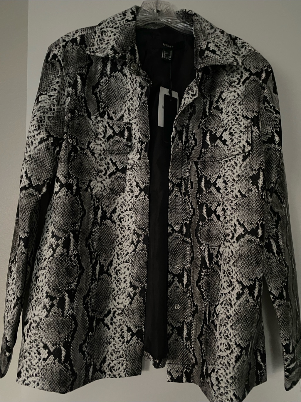 Forever Leather Animal Snake Print Oversized Shacket Jacket Nwt Soft M Zara